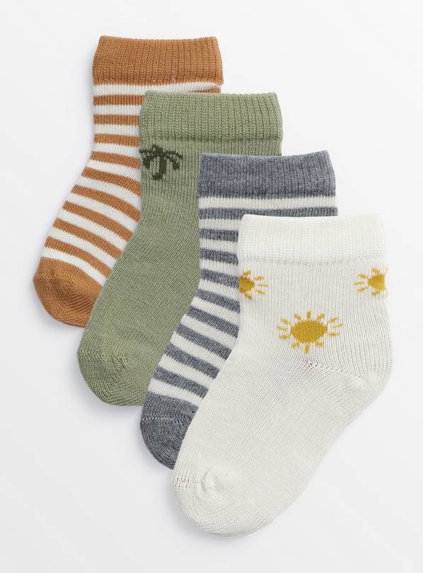 Safari & Stripe Socks 4 Pack  12-24 months
